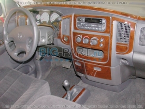 Накладки на торпеду Dodge RAM 2002-2005 полный набор, 2 двери - Автоаксессуары и тюнинг
