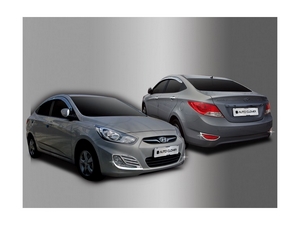 C412 Молдинги противотуманных фар (передние+задние) хромированные Hyundai Solaris Sedan 2011 по 2014 - Автоаксессуары и тюнинг
