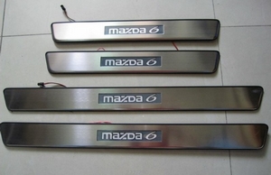 JMT Накладки на дверные пороги с логотипом и LED подсветкой, нерж. MAZDA (мазда) 6 07-09 - Автоаксессуары и тюнинг