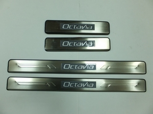 JMT Накладки на дверные пороги с логотипом и LED подсветкой, нерж. SKODA (шкода) Octavia 09-/13- - Автоаксессуары и тюнинг