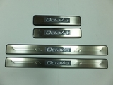 JMT Накладки на дверные пороги с логотипом и LED подсветкой, нерж. SKODA (шкода) Octavia 09-/13-