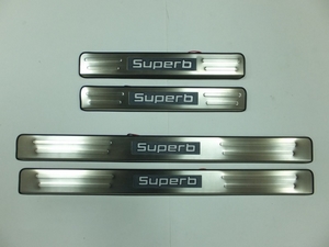 JMT Накладки на дверные пороги с логотипом и LED подсветкой, нерж. SKODA (шкода) Superb/Суперб 09- - Автоаксессуары и тюнинг