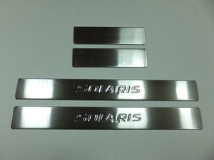 Omsa_Line Накладки на пороги, нерж., 4 части (надпись SOLARIS) HYUNDAI (хендай) Solaris 10-/14- - Автоаксессуары и тюнинг