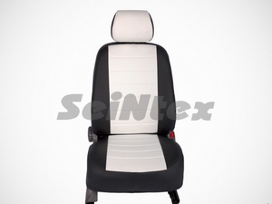 Seintex Чехлы на сиденья (экокожа) , цвет - чёрный + белый (AmbienteTrend) FORD (форд) Focus/фокус 11-15 - Автоаксессуары и тюнинг
