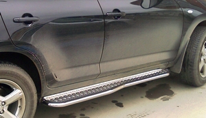 Технотек Пороги с листом фигурные d-43 HYUNDAI (хендай) Santa FE 10- - Автоаксессуары и тюнинг