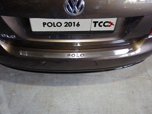 ТСС Накладка на задний бампер (лист шлифованный надпись Polo/Поло) VW Polo/Поло 15- - Автоаксессуары и тюнинг