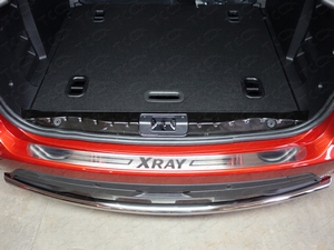 ТСС Накладка на задний бампер (лист шлифованный надпись XRAY) LADA (ваз, лада) X-Ray 16- - Автоаксессуары и тюнинг