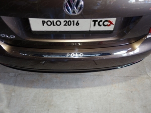 ТСС Накладка на задний бампер (лист зеркальный надпись Polo/Поло) VW Polo/Поло 15- - Автоаксессуары и тюнинг
