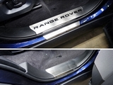 ТСС Накладки на пластиковые пороги (лист шлифованный надпись Range Rover) LAND ROVER (ленд ровер)/ROVER Range Rover Sport 14-