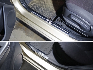 ТСС Накладки на пластиковые пороги (лист зеркальный надпись KIA (киа)) KIA (киа) Rio III 15- - Автоаксессуары и тюнинг
