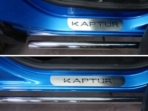 ТСС Накладки на пороги (лист шлифованный надпись Kaptur) RENAULT (рено) Kaptur 16- - Автоаксессуары и тюнинг