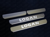 ТСС Накладки на пороги (лист шлифованный надпись Logan/логан/Логан) RENAULT (рено) Logan/логан/Логан 14-