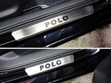 ТСС Накладки на пороги (лист шлифованный надпись Polo/Поло) VW Polo/Поло 15-