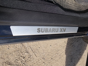 ТСС Накладки на пороги (лист шлифованный надпись Subaru XV) SUBARU (субару) XV 12- - Автоаксессуары и тюнинг
