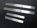 ТСС Накладки на пороги (лист шлифованный надпись Vesta) LADA (ваз, лада) Vesta 15-