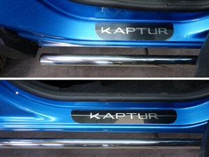 ТСС Накладки на пороги (лист зеркальный надпись Kaptur) RENAULT (рено) Kaptur 16- - Автоаксессуары и тюнинг