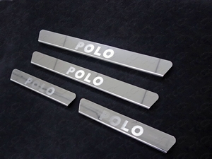 ТСС Накладки на пороги (лист зеркальный надпись Polo/Поло) VW Polo/Поло 15- - Автоаксессуары и тюнинг