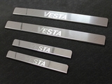 ТСС Накладки на пороги (лист зеркальный надпись Vesta) LADA (ваз, лада) Vesta 15-
