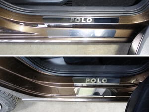 ТСС Накладки на пороги внешние и внутренние (лист зеркальный надпись Polo/Поло) VW Polo/Поло 15- - Автоаксессуары и тюнинг