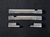 ТСС Накладки на пороги внутренние (лист шлифованный надпись Hyundai) HYUNDAI (хендай) Solaris 14-