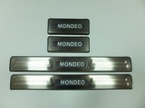 JMT Накладки на дверные пороги с логотипом и LED подсветкой, нерж. FORD (форд) Mondeo/мондео 14-