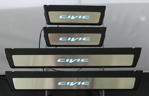 JMT Накладки на дверные пороги с логотипом и LED подсветкой, нерж., OEM Stile HONDA (хонда) Civic/Цивик 12- - Автоаксессуары и тюнинг