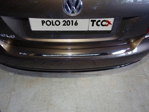 ТСС Накладка на задний бампер (лист зеркальный) VW Polo/Поло 15- - Автоаксессуары и тюнинг