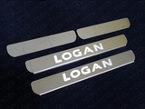 ТСС Накладки на пороги (лист зеркальный надпись Logan/логан/Логан) RENAULT (рено) Logan/логан/Логан 14-