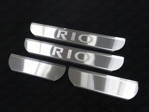 ТСС Накладки на пороги (лист зеркальный надпись RIO) KIA (киа) Rio 15- - Автоаксессуары и тюнинг
