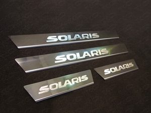 ТСС Накладки на пороги (лист зеркальный с логотипом) HYUNDAI (хендай) Solaris 14- - Автоаксессуары и тюнинг