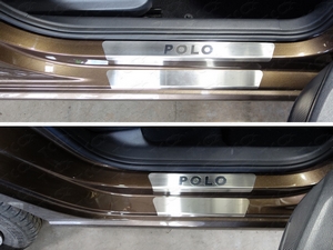 ТСС Накладки на пороги внешние и внутренние (лист шлифованный надпись Polo/Поло) VW Polo/Поло 15- - Автоаксессуары и тюнинг