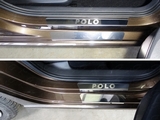 ТСС Накладки на пороги внешние и внутренние (лист зеркальный надпись Polo/Поло) VW Polo/Поло 15-