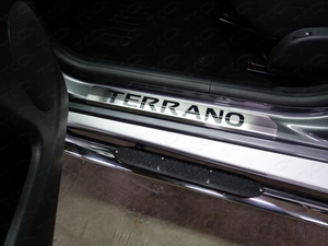 ТСС Накладки порогов (лист шлифованный надпись TERRANO) , к-т 2шт. NISSAN (ниссан) Terrano 14- - Автоаксессуары и тюнинг